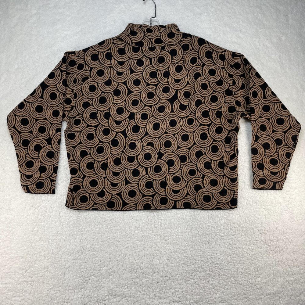 Anthropologie Maeve Turtleneck Sweater Women X-Small Black Gold Print